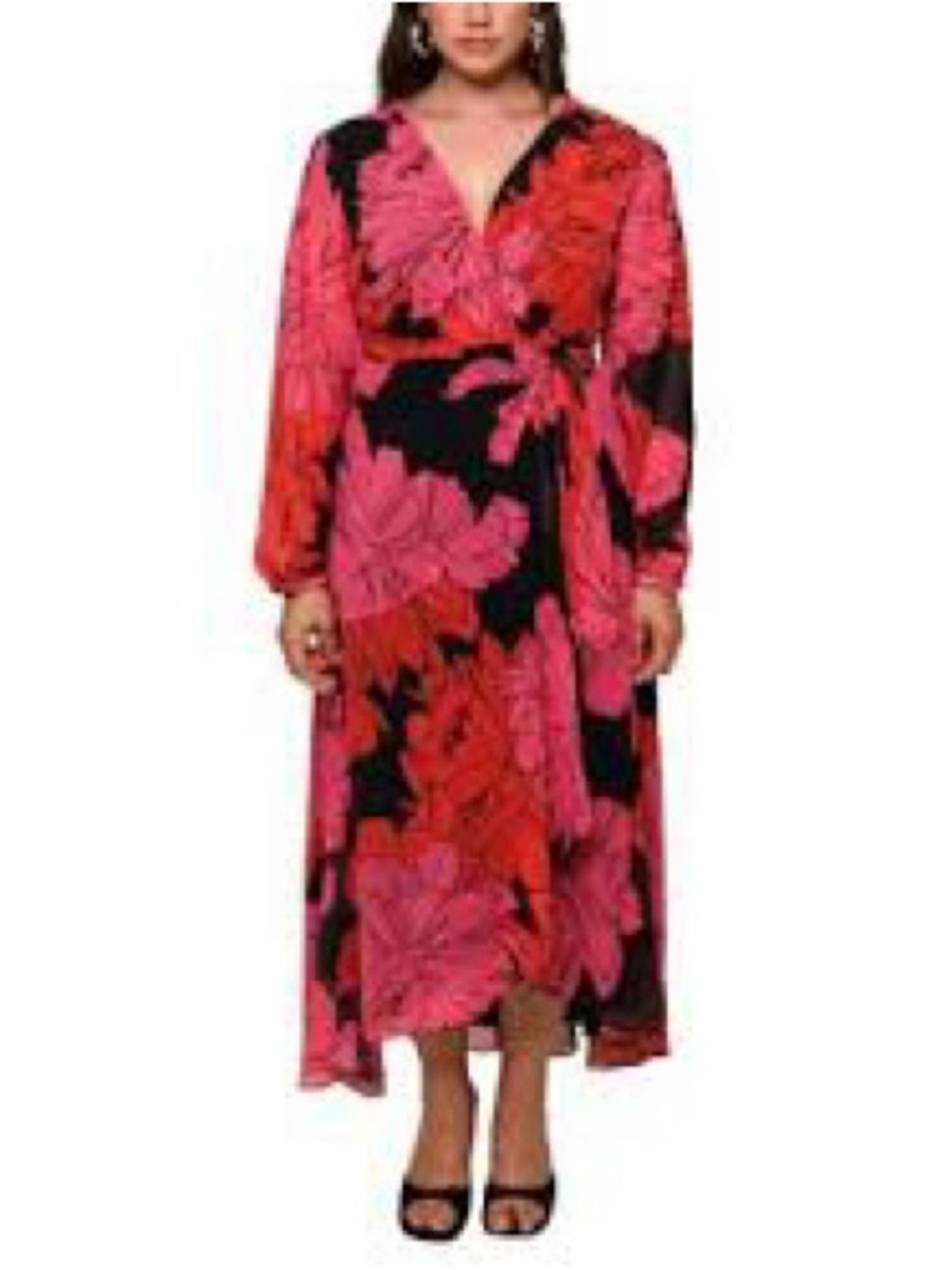 Hutch Bridge Wrap Maxi Dress Oversize Pink Blooming Floral Size 2X NWT